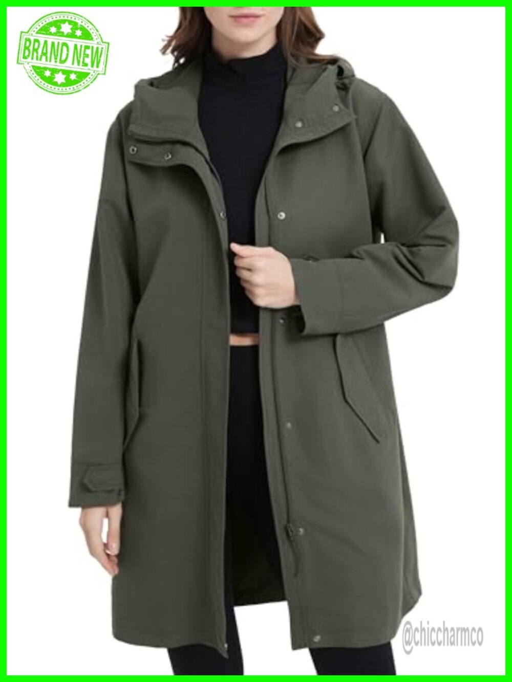 Orolay Lightweight Water-Resistant Hooded Long Raincoat Windbreaker